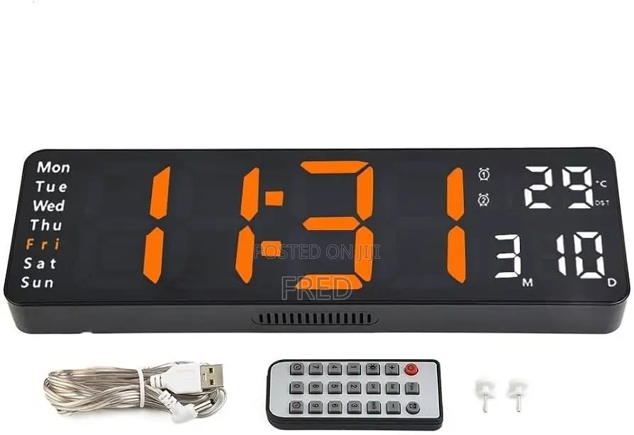 Large Rectangular LED Digital Wall and Desk Clock