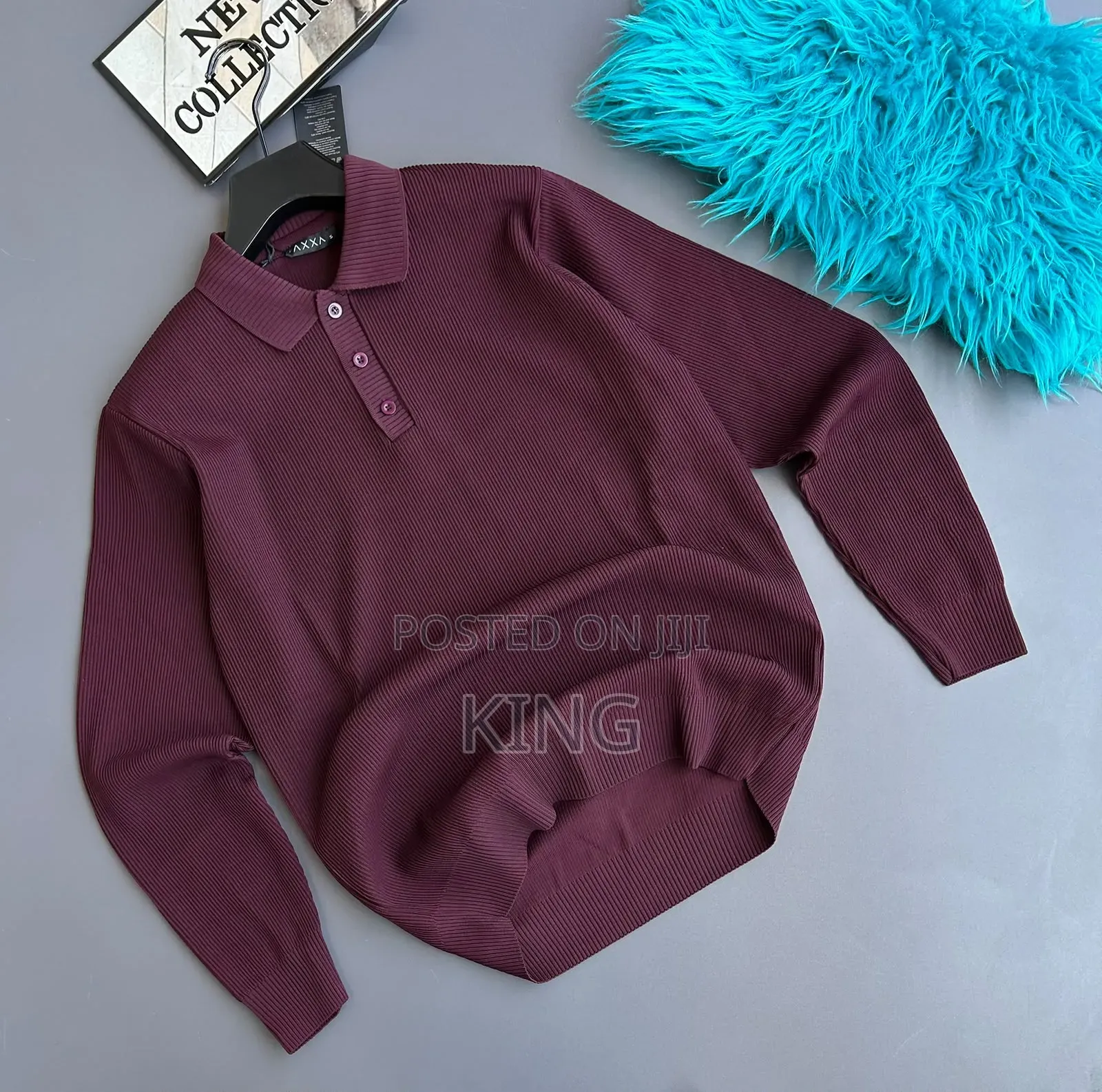 Long-Sleeve Knit Polo Sweaters Classic Three-Button Placket