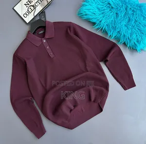 Long-Sleeve Knit Polo Sweaters Classic Three-Button Placket
