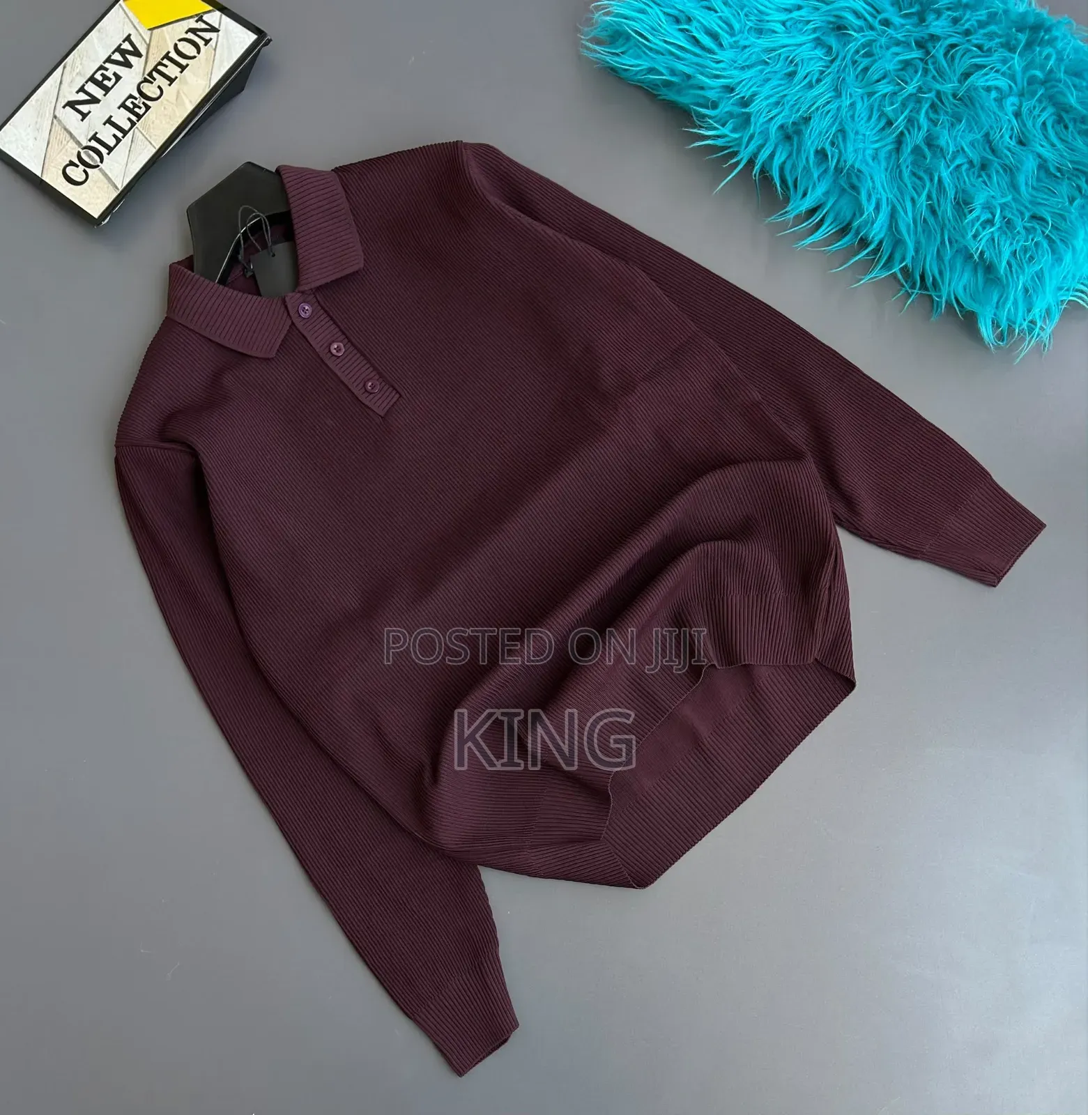 Long-Sleeve Knit Polo Sweaters Classic Three-Button Placket