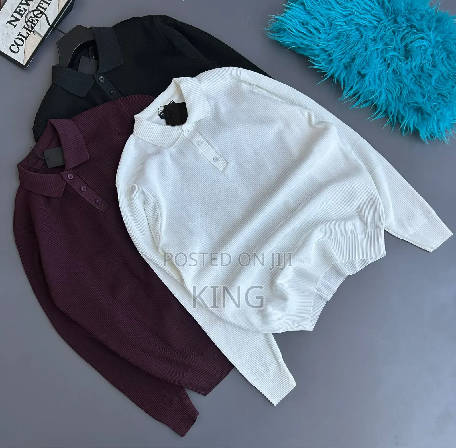 Long-Sleeve Knit Polo Sweaters Classic Three-Button Placket