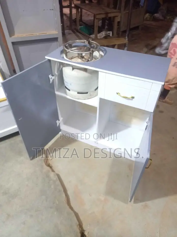 Gray and White Gas Cabinet