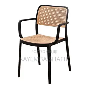 Modern Plastic Faux Rattan Design Armchair for Home Cafe