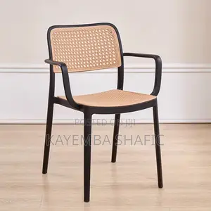 Modern Plastic Faux Rattan Design Armchair for Home Cafe