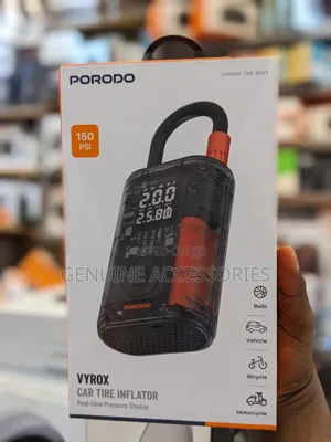 Porodo Vyrox Car Tire Inflator, 150PSI, 60W Portable Electric Air Pump