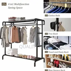 Heavy Duty Metal Clothes Rack, Double Rods