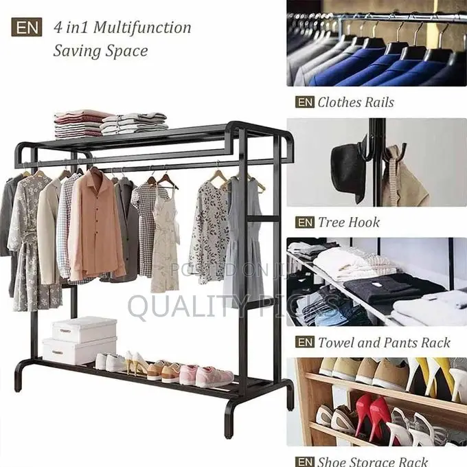 Heavy Duty Metal Clothes Rack, Double Rods
