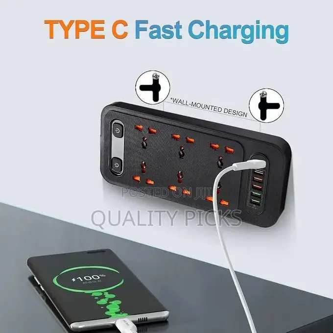 6 Outlet Plug Strip With 6 USB Ports