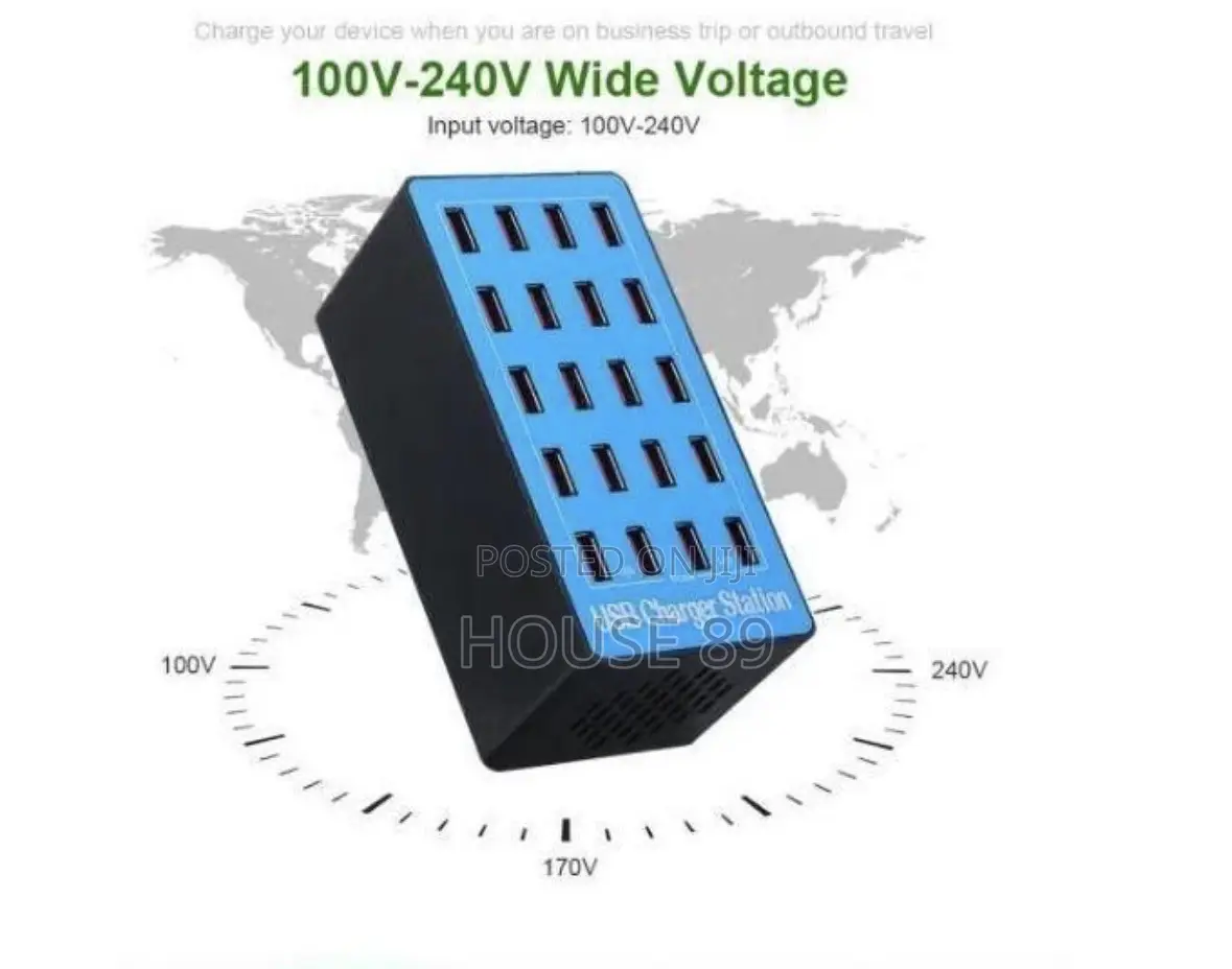 100W 20-Port Smart USB Charger Station