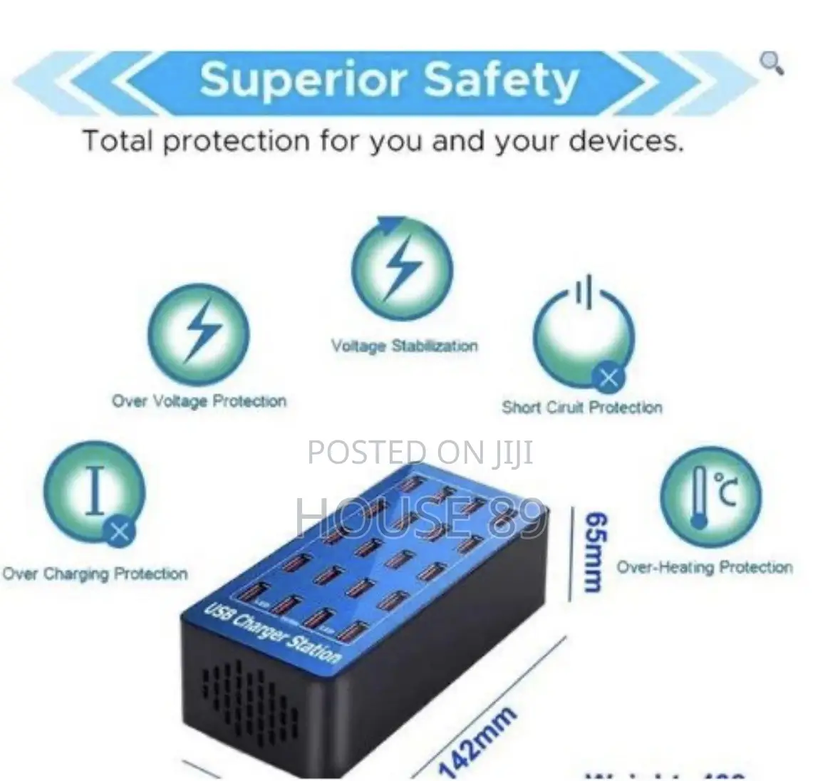 100W 20-Port Smart USB Charger Station