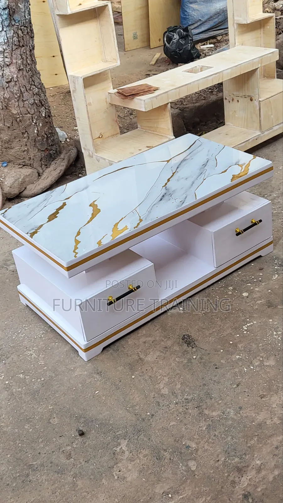 Marble Center Table White and Gold Available Brand New