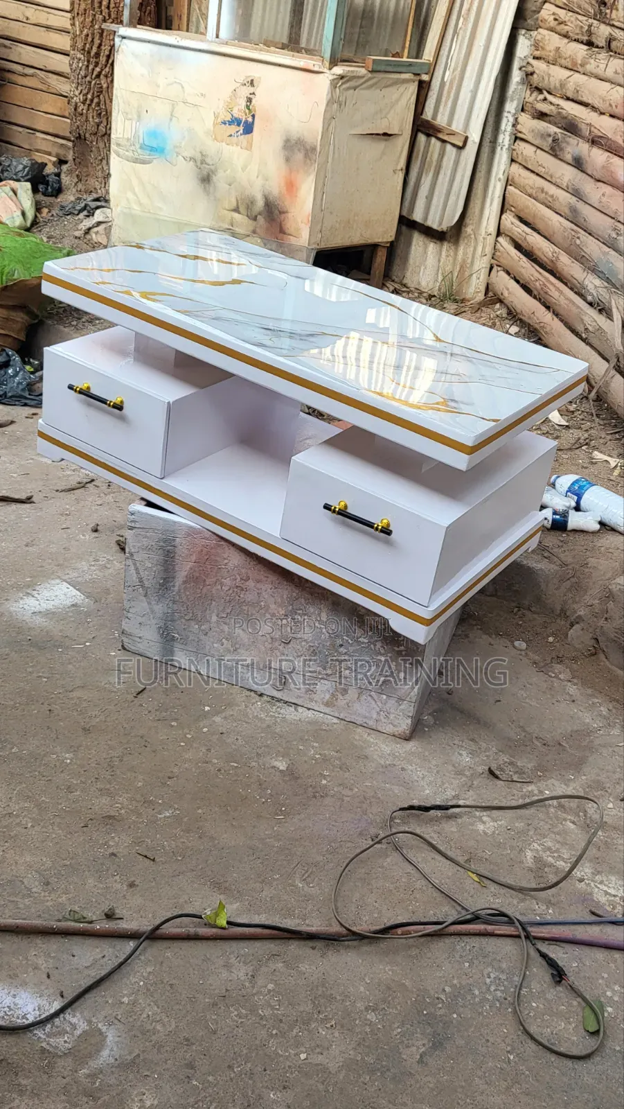 Marble Center Table White and Gold Available Brand New