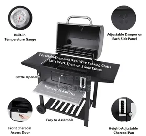 Carbon Steel Charcoal BBQ Cooker Grill - Black