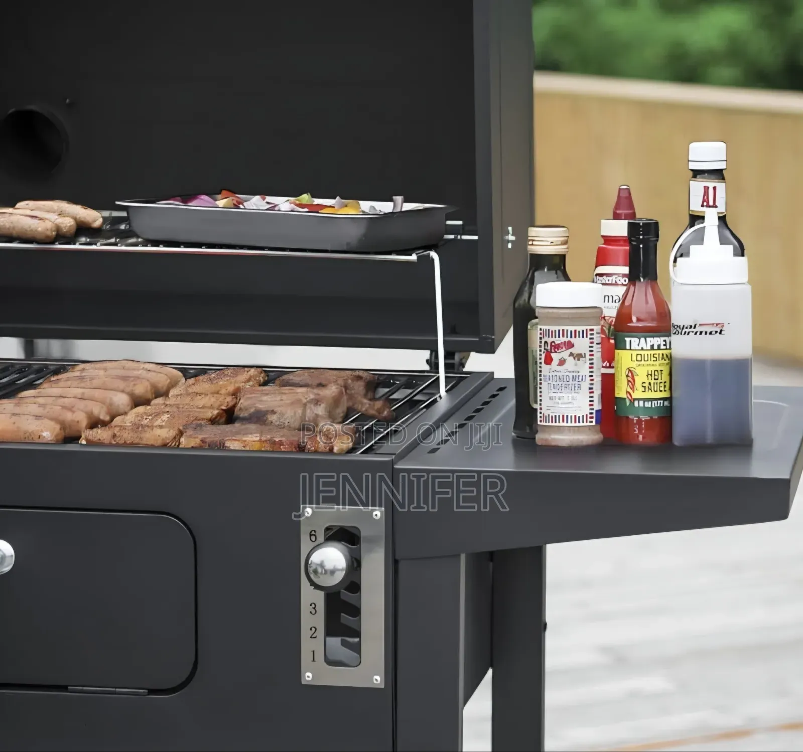 Carbon Steel Charcoal BBQ Cooker Grill - Black