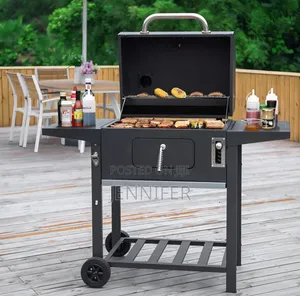 Carbon Steel Charcoal BBQ Cooker Grill - Black