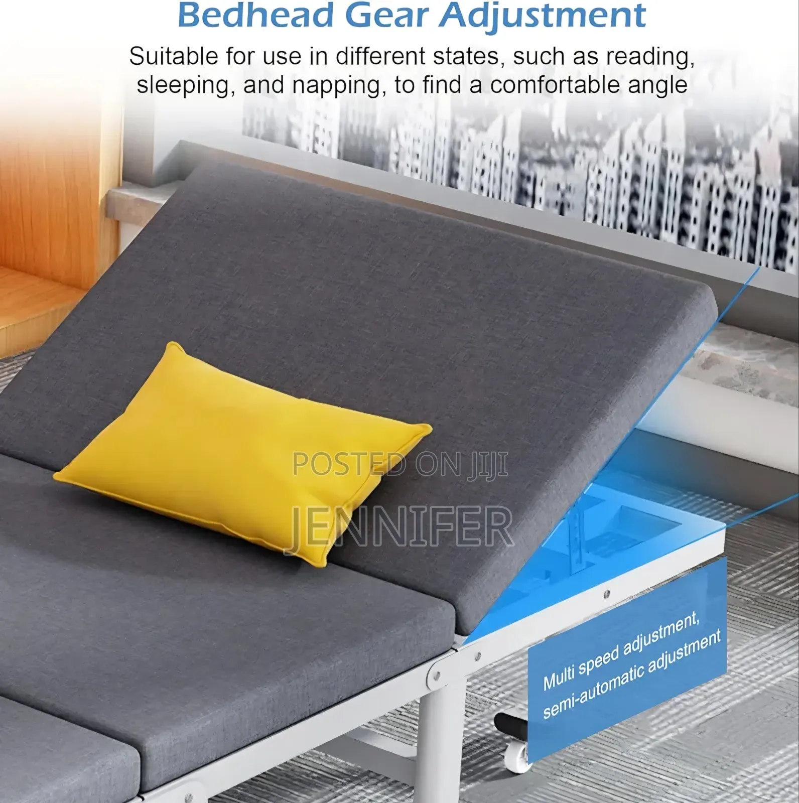 Portable Foldable Bed With 6-Position Backrest