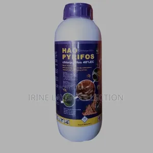 1-Litre White and Purple Bottles of Hao Pyrifos (Chlorpyrifos 48% EC).