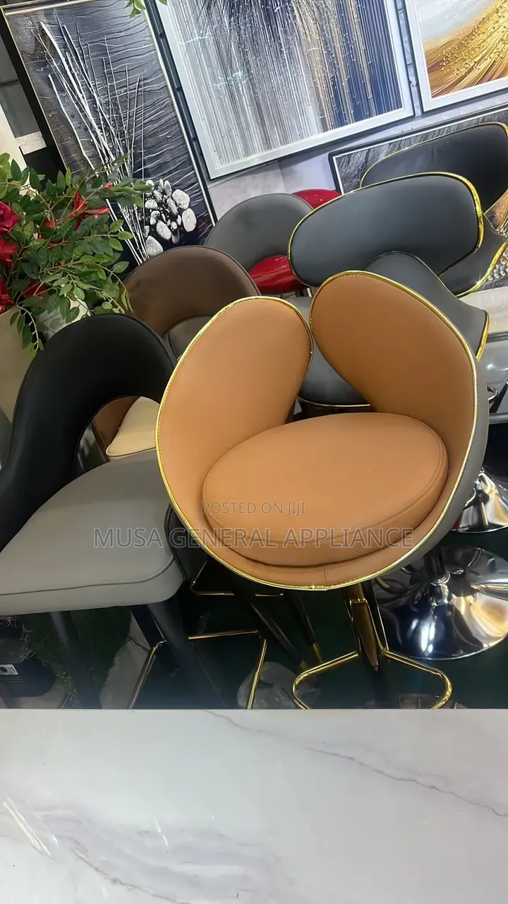 Modern Camel Faux-Leather Bar Stool
