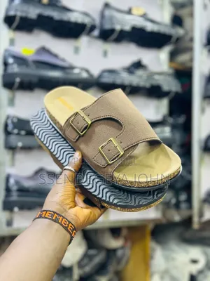 Stylish Beige Double-Buckle Slide Sandals