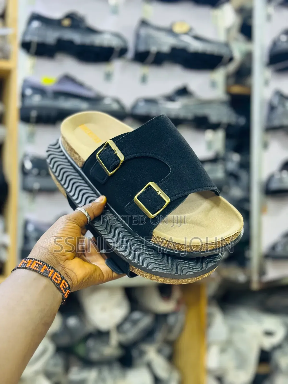 Stylish Beige Double-Buckle Slide Sandals