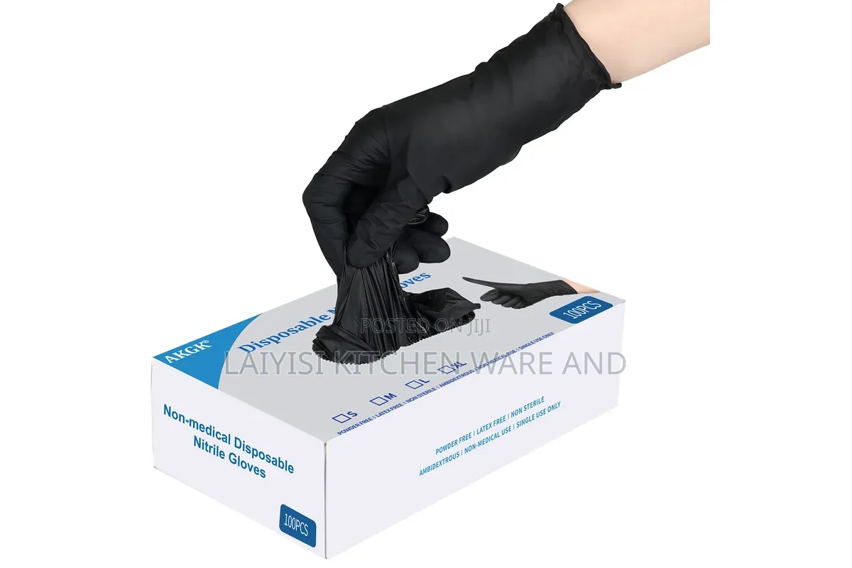 100Pcs Nitrile Disposable Gloves - Black