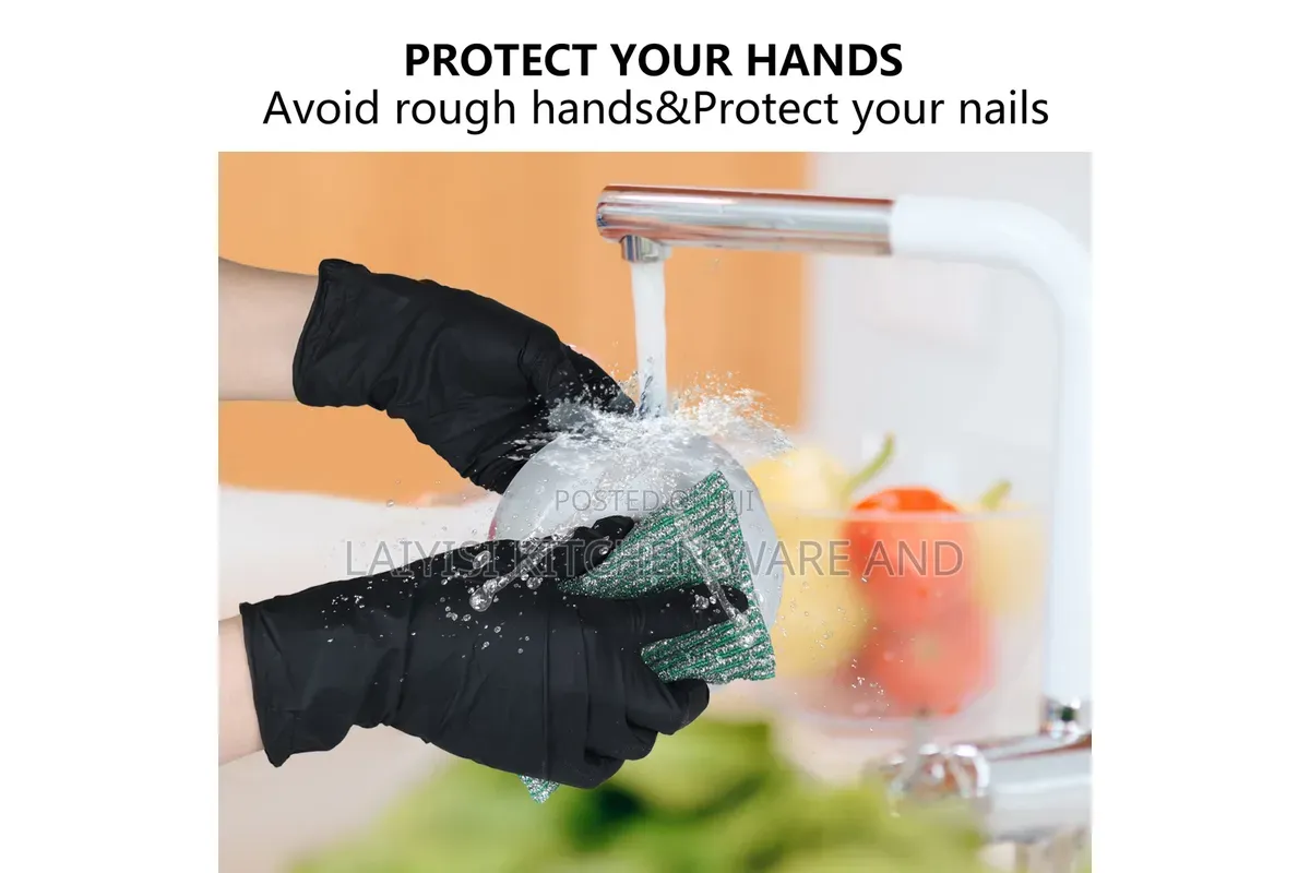 100Pcs Nitrile Disposable Gloves - Black