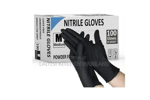 100Pcs Nitrile Disposable Gloves - Black