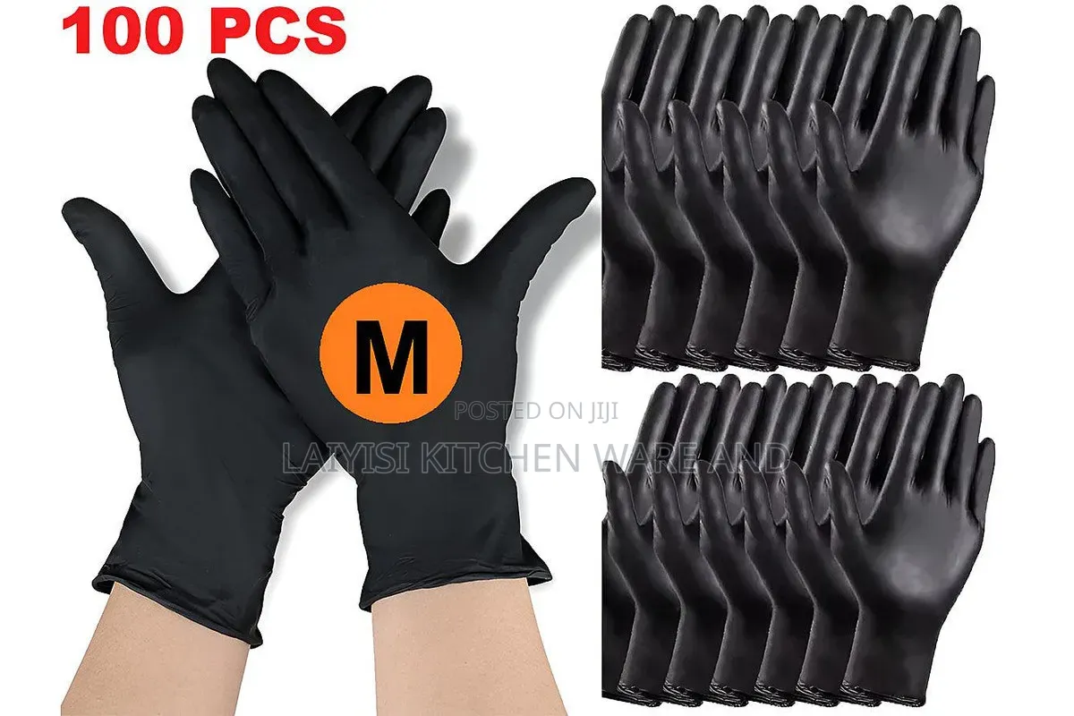 100Pcs Nitrile Disposable Gloves - Black