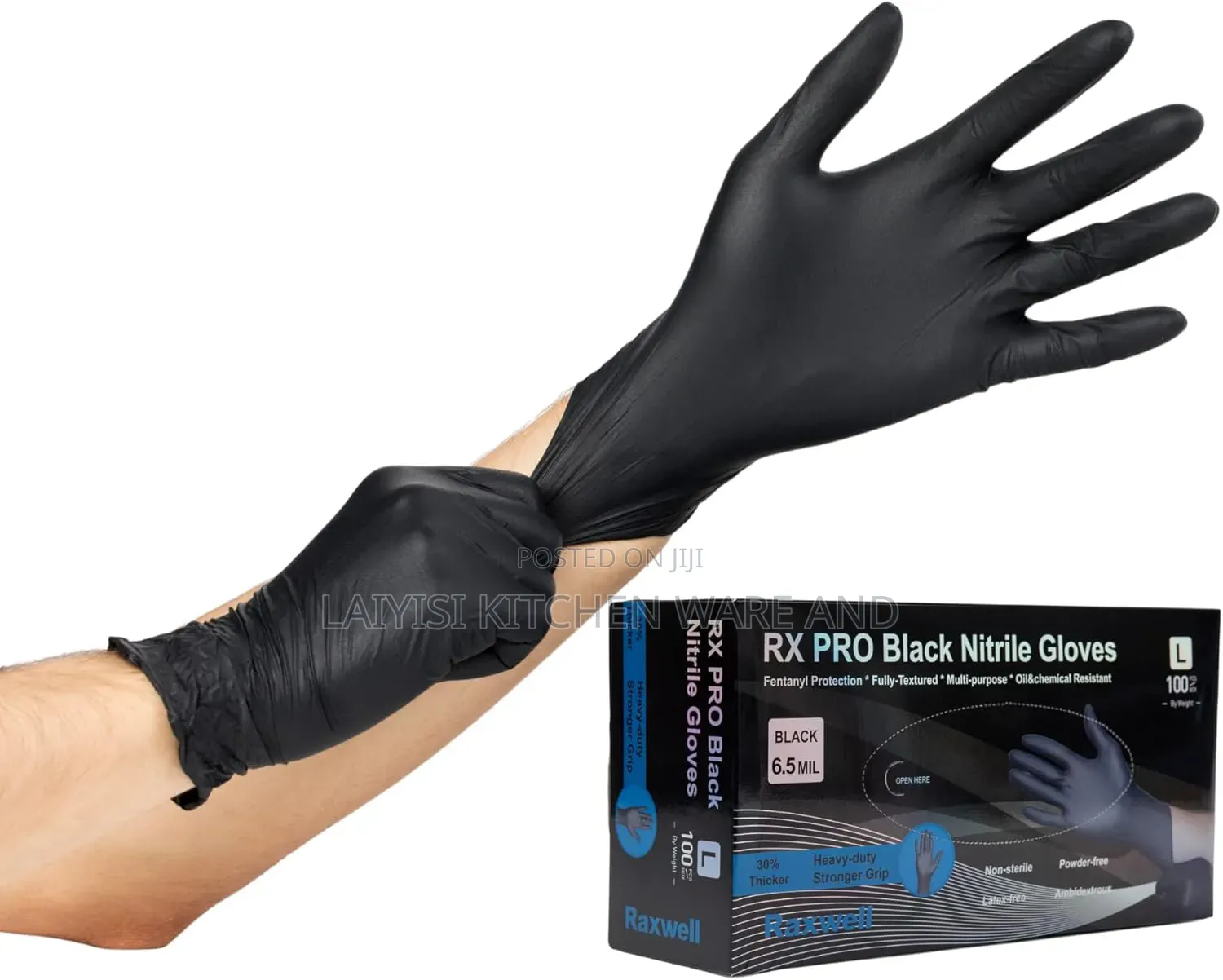 100Pcs Nitrile Disposable Gloves - Black