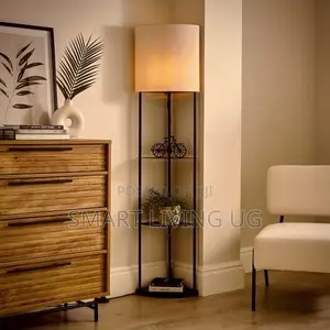 Multi-Functional Tall Floor Lamp With Storage Shelf / Side Table