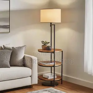 Multi-Functional Tall Floor Lamp With Storage Shelf / Side Table