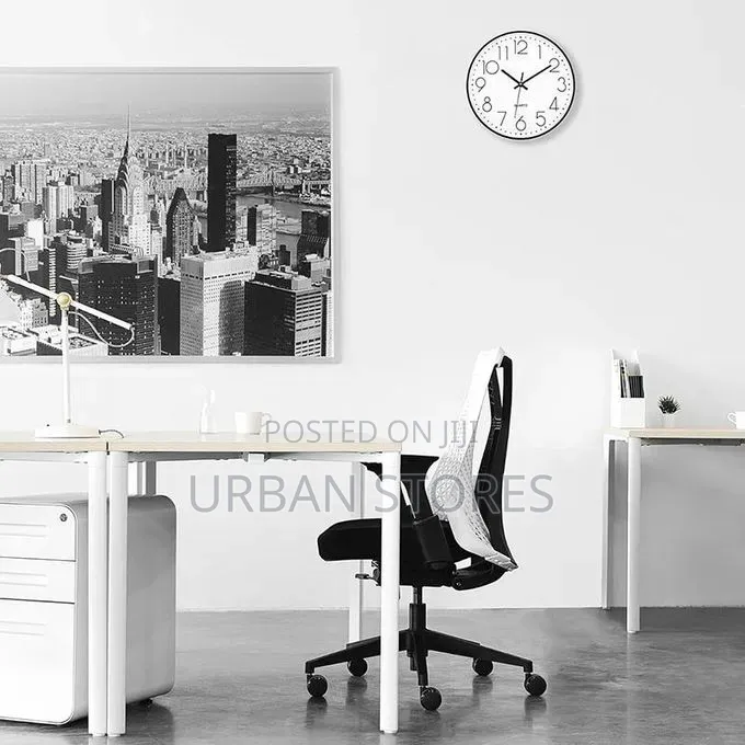 White Label Wall Clock Mute Movement ,Black/White