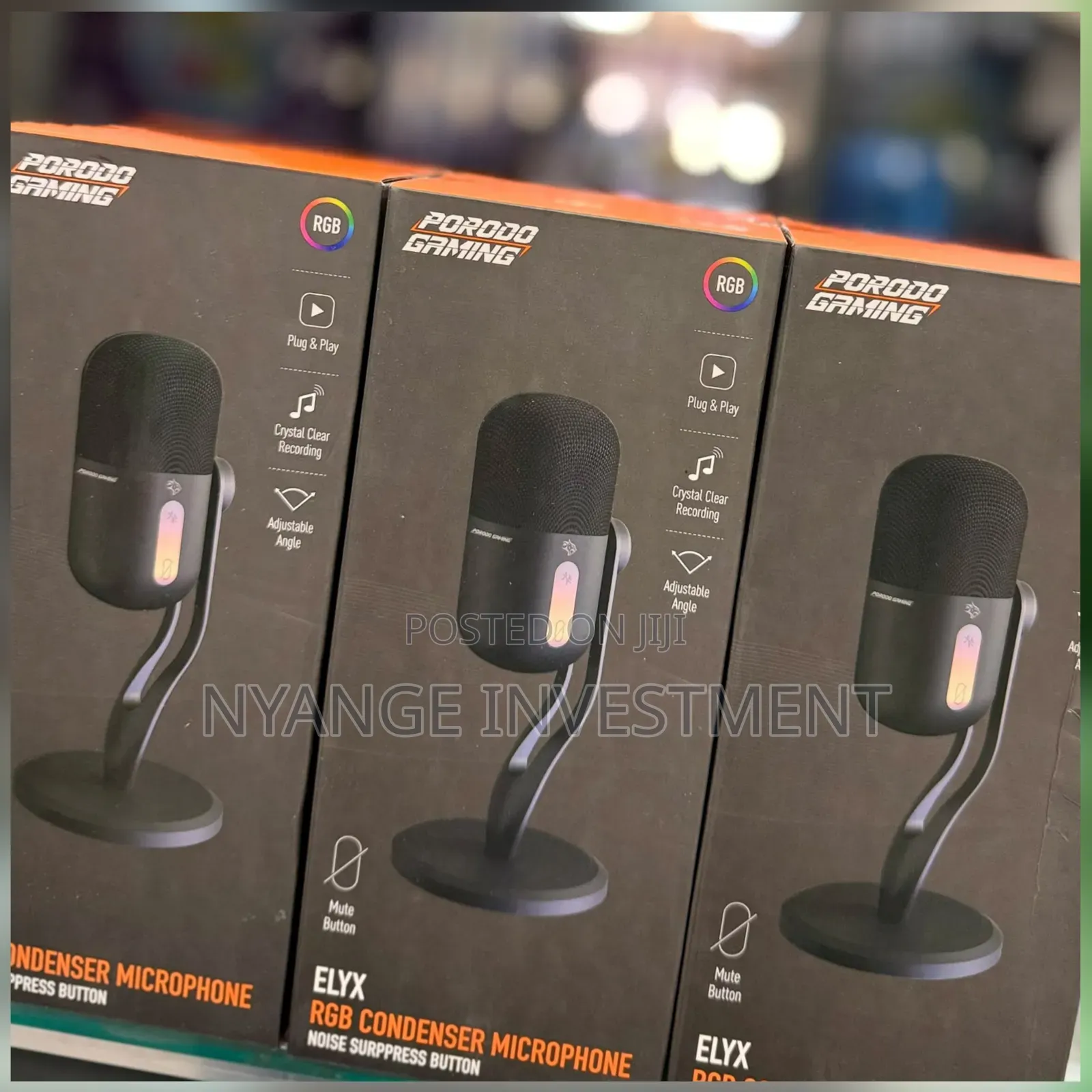 Porodo Gaming Elyx RGB Condenser Microphone With Noise Suppress Button