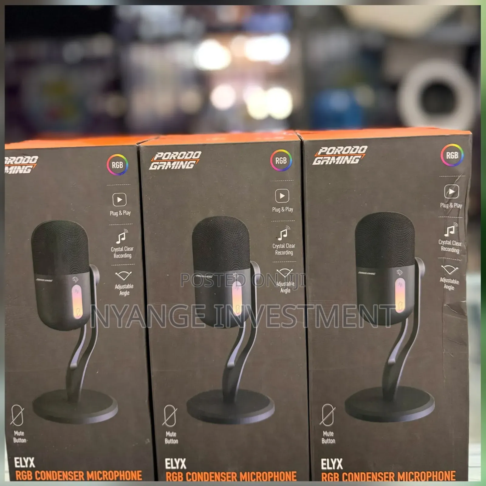 Porodo Gaming Elyx RGB Condenser Microphone With Noise Suppress Button
