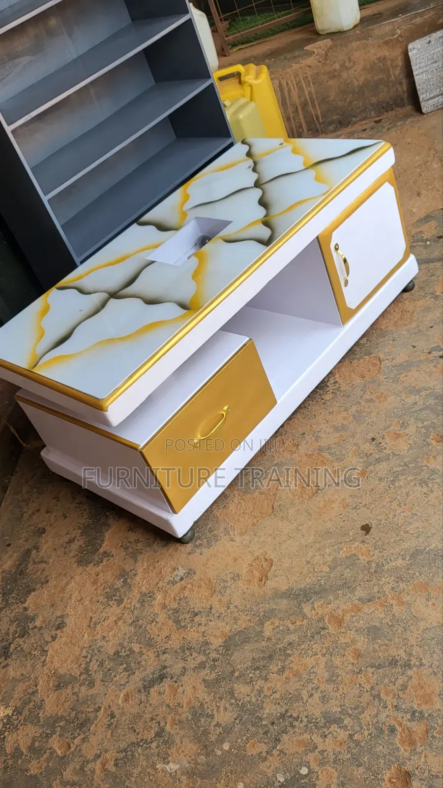 Nesting Table White and Gold Available