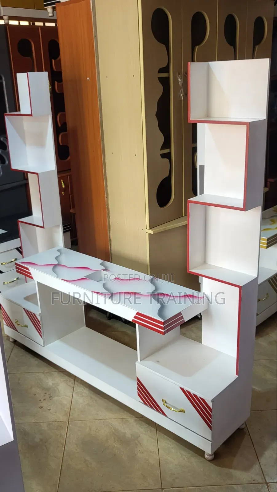 Double Tower TV Stand in White, Black, Gold Available