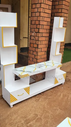 Double Tower TV Stand in White, Black, Gold Available