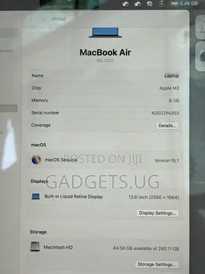 Laptop Apple MacBook Air 2022 M2 8GB Apple M2 SSD 256GB