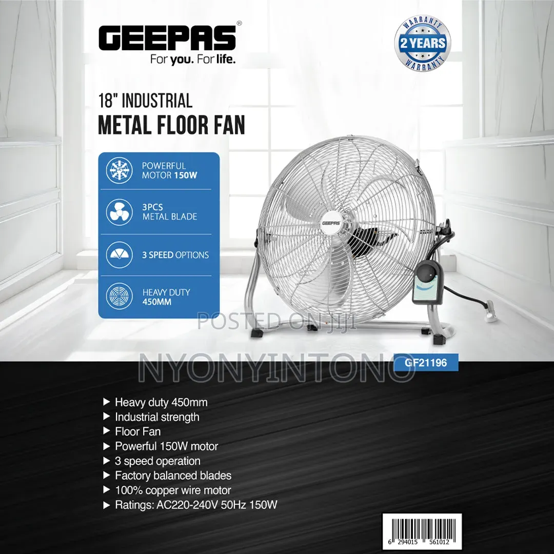 Geepas 18 Industrial Floor Fan With Full Coper Motor 150w