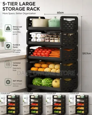 5-Tier Movable Kitchen Utility Cart