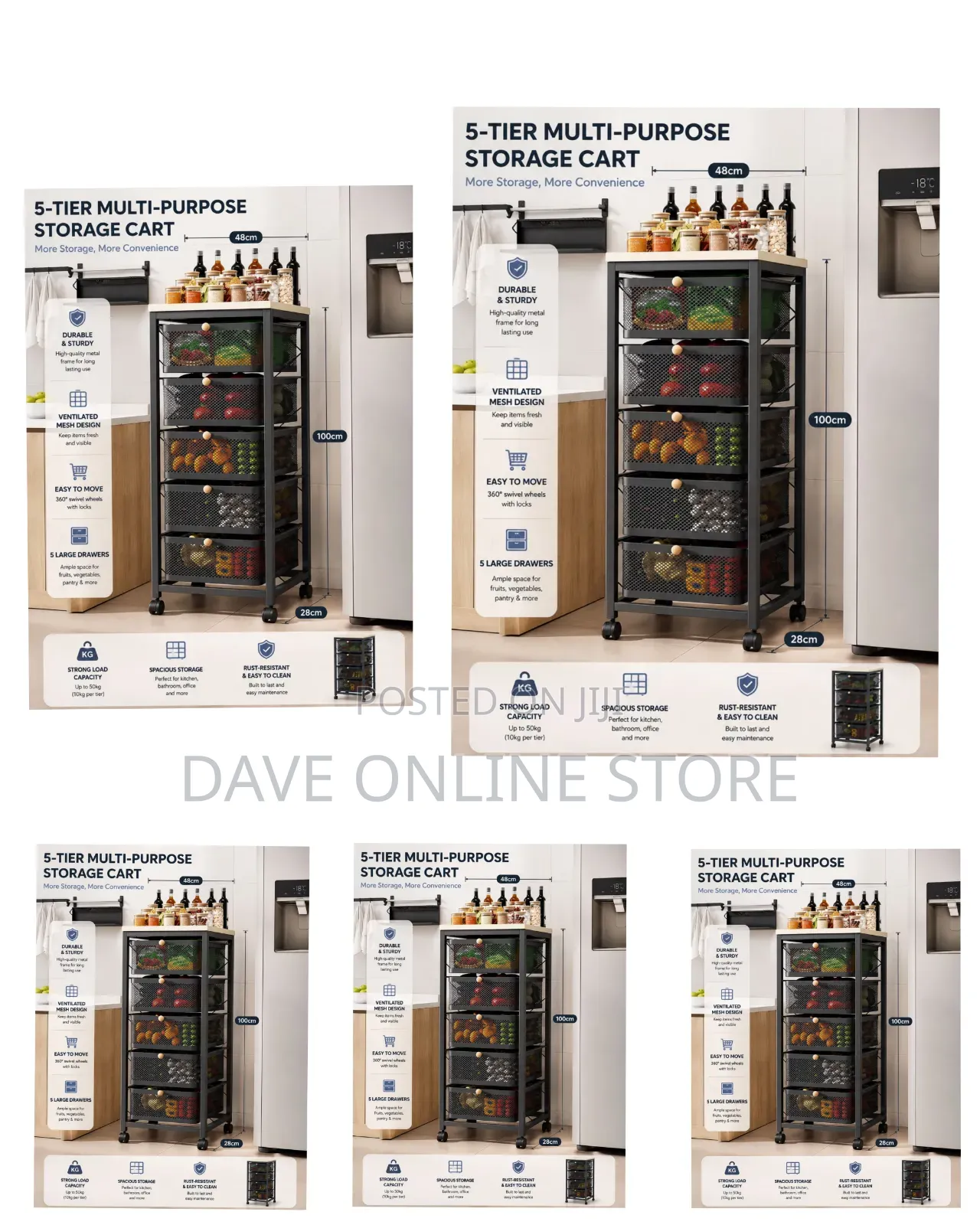 5-Tier Rolling Storage Cart