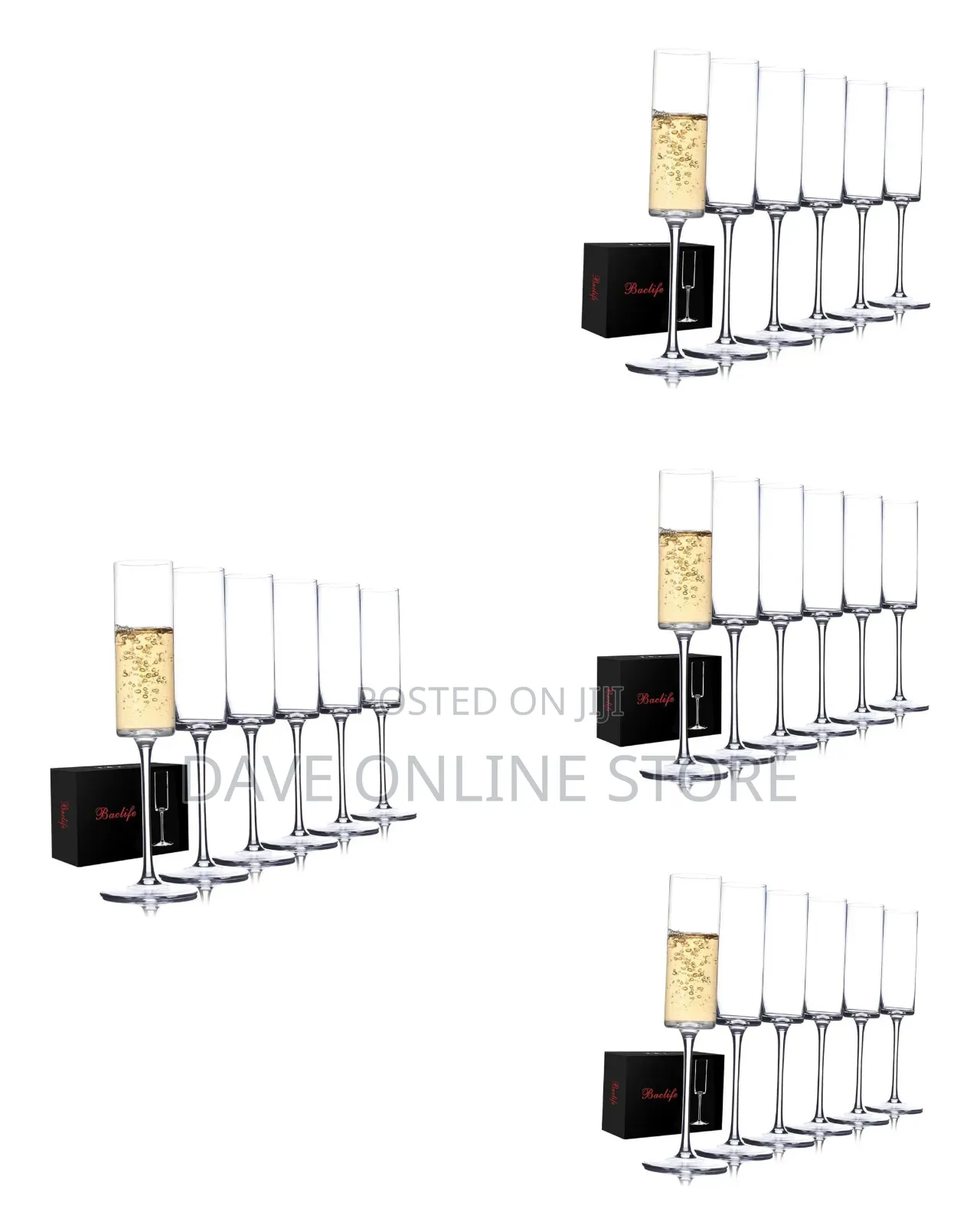 Baclife Crystal Champagne Flutes