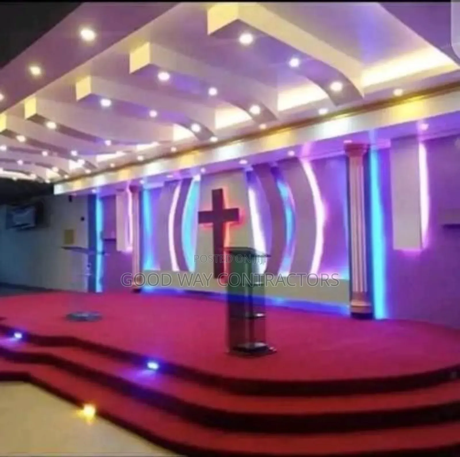 Church Gypsum Ceiling +Stage+led Lights