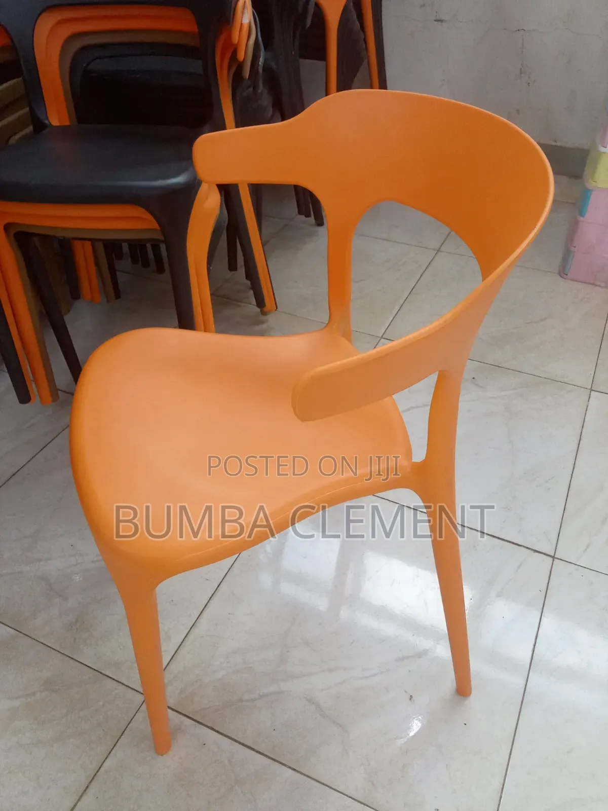 Orenge and Black Plastic Chair for Restaurant and Hotel