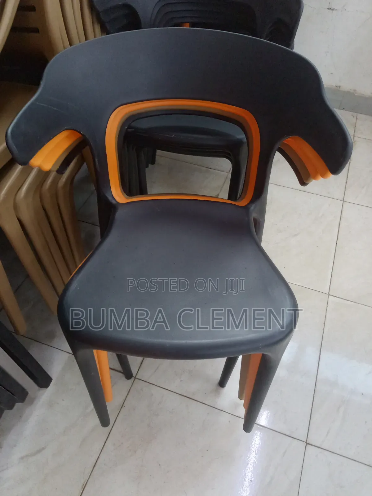Orenge and Black Plastic Chair for Restaurant and Hotel