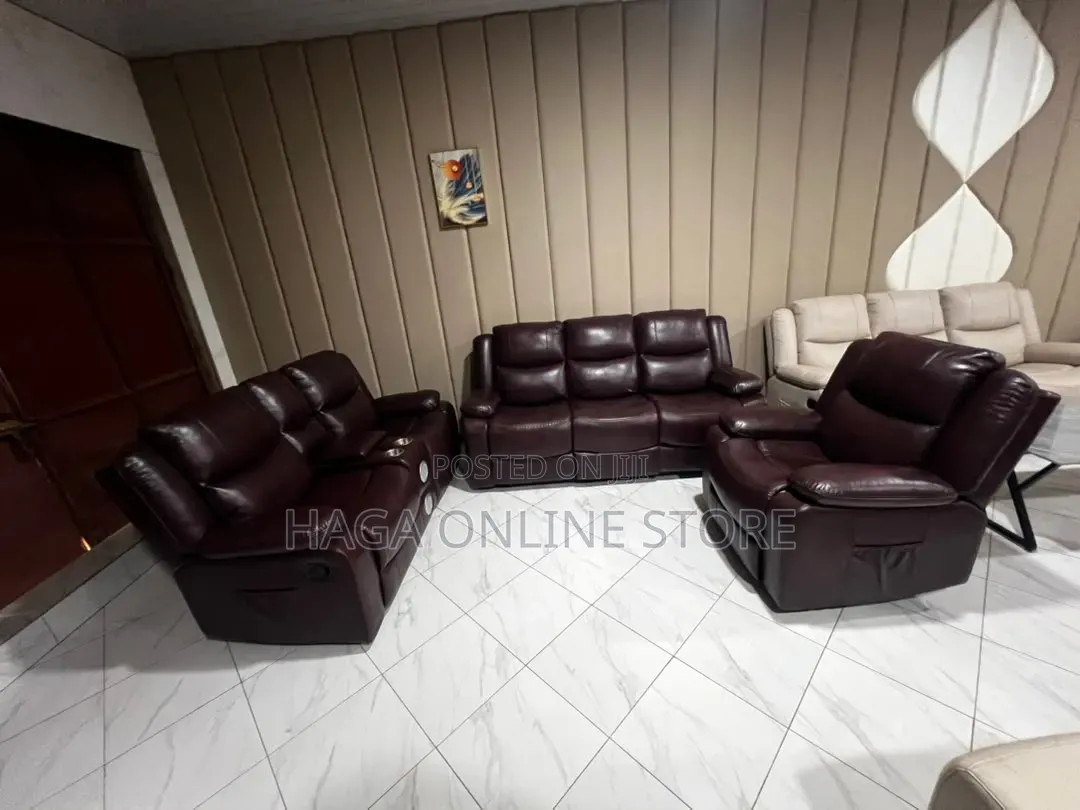 Manual Recliner Leather Sofa