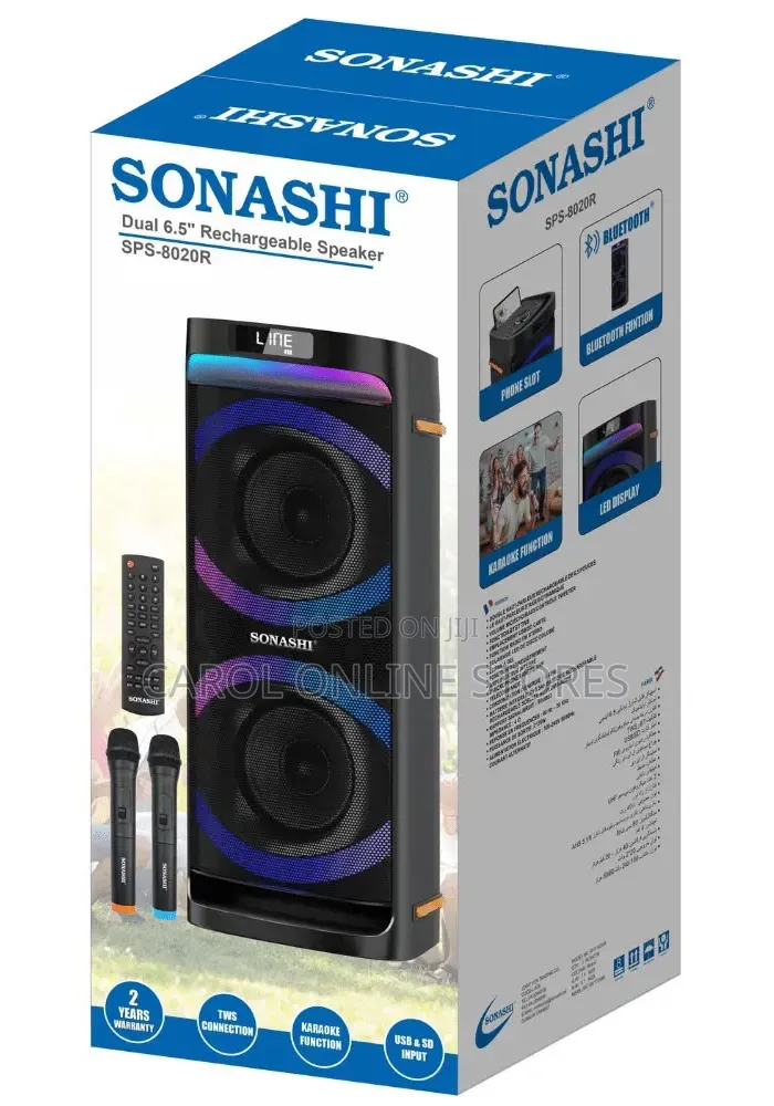 Sonachi 8020 Dual Microphone Rechargeable Speaker