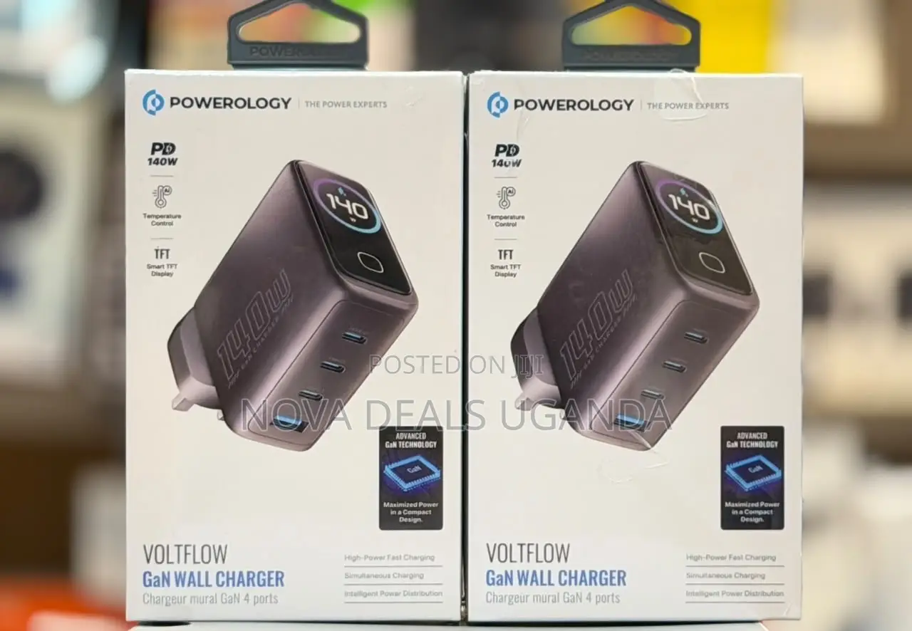 Powerology Volt Flow 140W USB-C Charger, Gan Wall Charger Type C