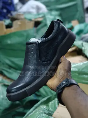 Original Clarks Black Leather Thick Sole Slip-on Shoes
