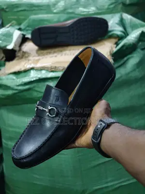 Original Black Leather Silver Bit Buckle Slip-on Loafers
